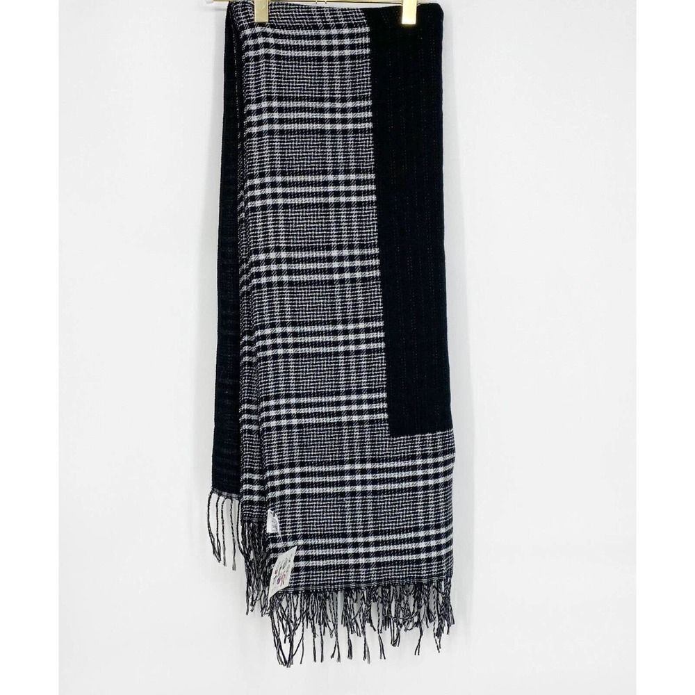 Lulla Collection By Bindya Women's One Size Blanket Scarf Black White Plaid NWT‎